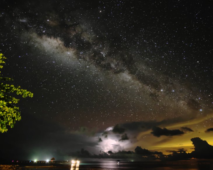 Lightning and Milky Way at Tunamay Resort, Tioman Island
