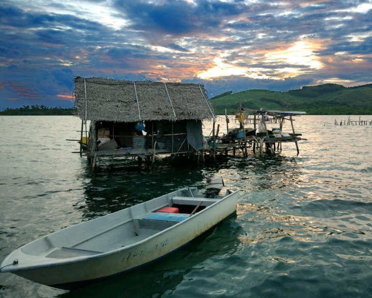 Bajau Laut stilted hut at Tebah Batang, Lahad Datu
